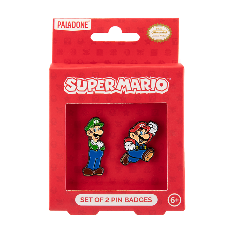 Paladone Super Mario™ Mario & Luigi Enamel Pin Badge Set – 2 Pack
