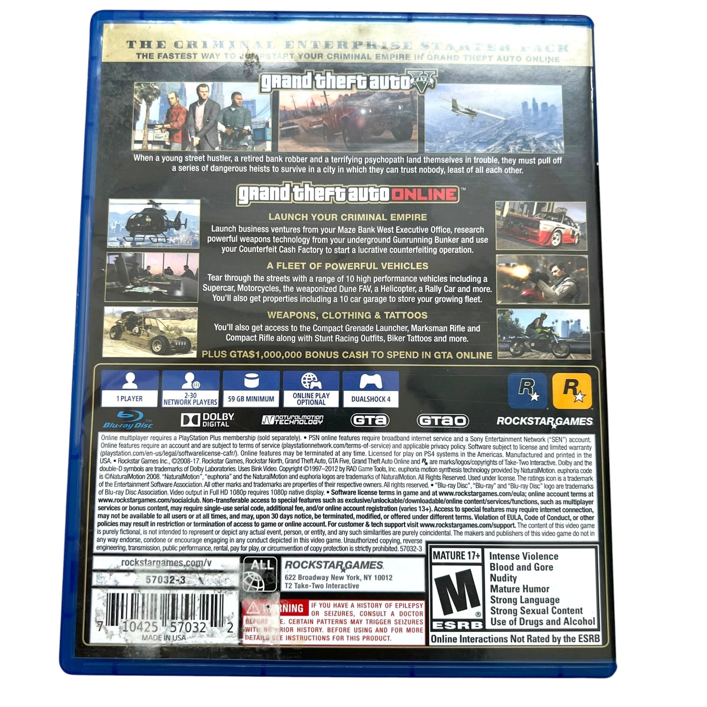 Grand Theft Auto V (GTA V) – PS4 PlayStation 4 Video Game with Case | Preowned