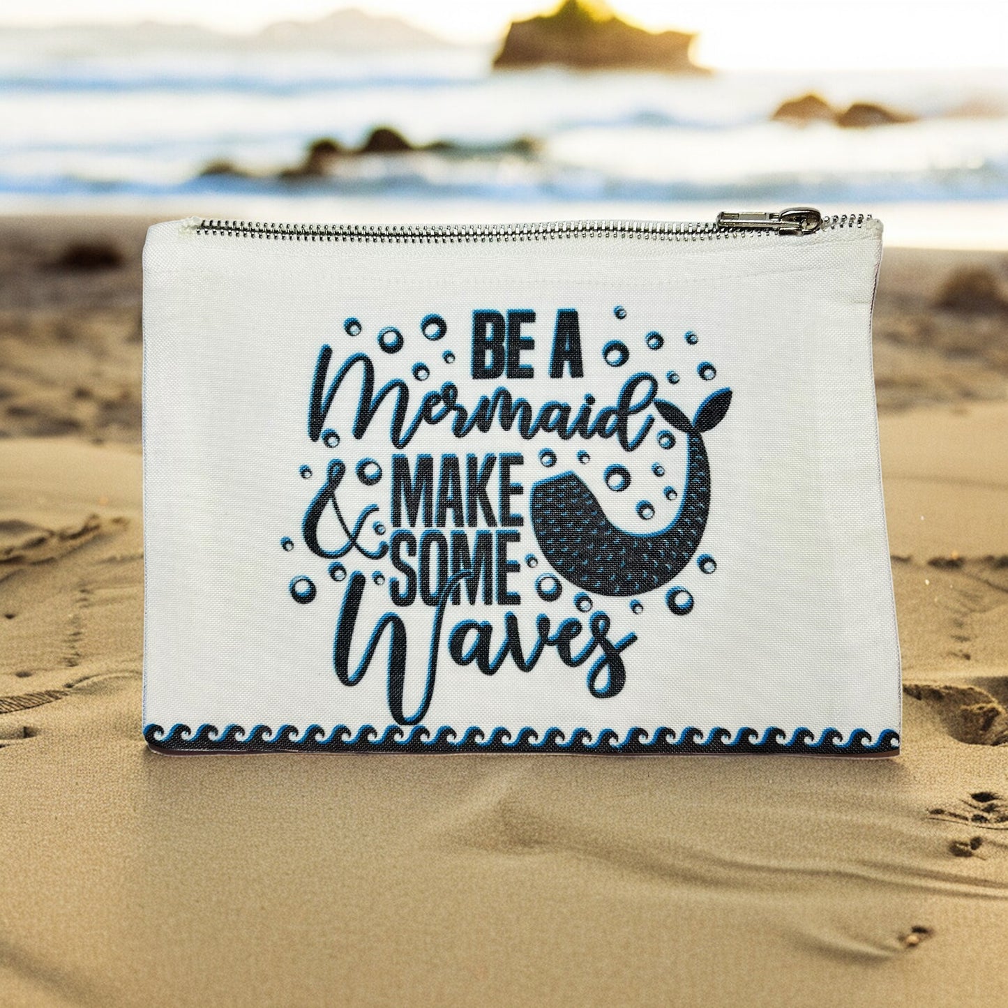 JenDore Be A Mermaid & Make Some Waves 9x6 in Cosmetic Makeup Travel Bag