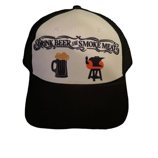 JenDore 'Drink Beer and Smoke Meat' Trucker Hat: For Grill Masters and Beer Enthusiasts