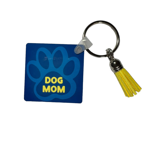 JenDore Pawsome Blue Yellow : Handcrafted Dog Mom Paw Print Keychain