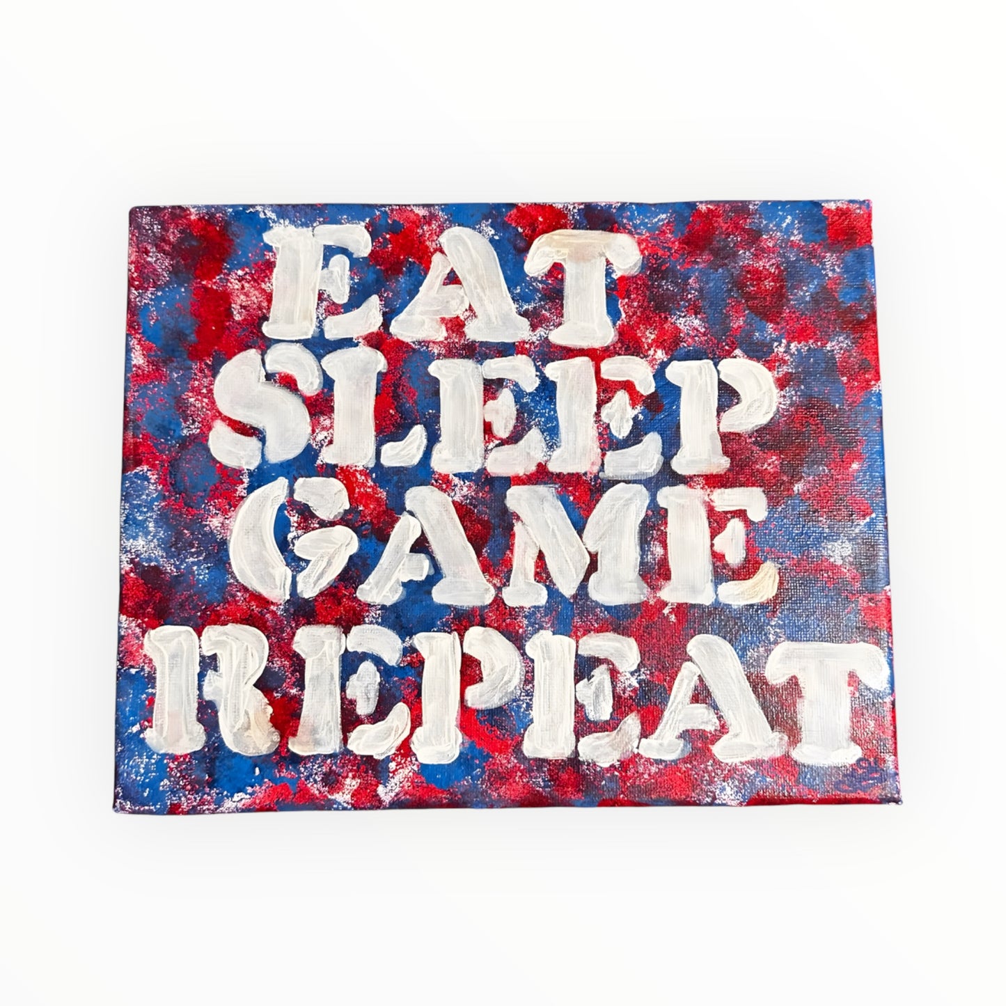JenDore Handmade Hand-painted " Eat Sleep Game Repeat " 8x10 Blue Red Canvas Wall Art Gaming Video
Game Sign Decor