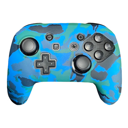 JenDore Pro Controller Blue Green Camo Silicone Cover Shell compatible with Nintendo Switch