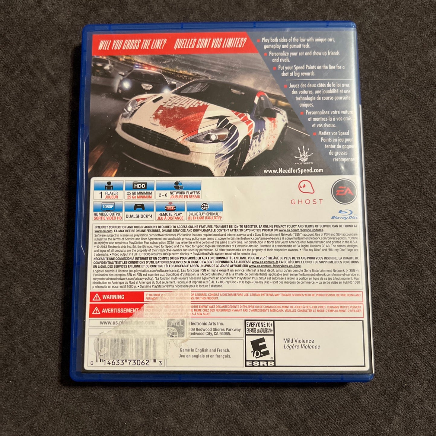 Need for Speed Rivals for PS4 PlayStation 4 with Case – Pre-Owned