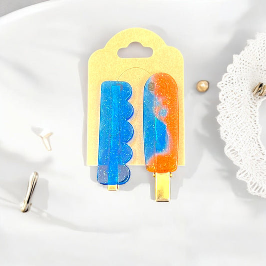 JenDore Blue and Orange Hair Clips 