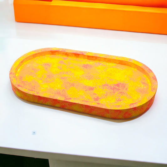 JenDore - Bandeja de tocador de cerámica hecha a mano, color amarillo y naranja