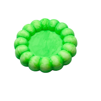 JenDore Bandeja de tocador con plato circular con dije burbujeante verde hecho a mano 