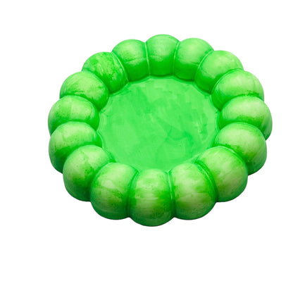 JenDore Bandeja de tocador con plato circular con dije burbujeante verde hecho a mano 