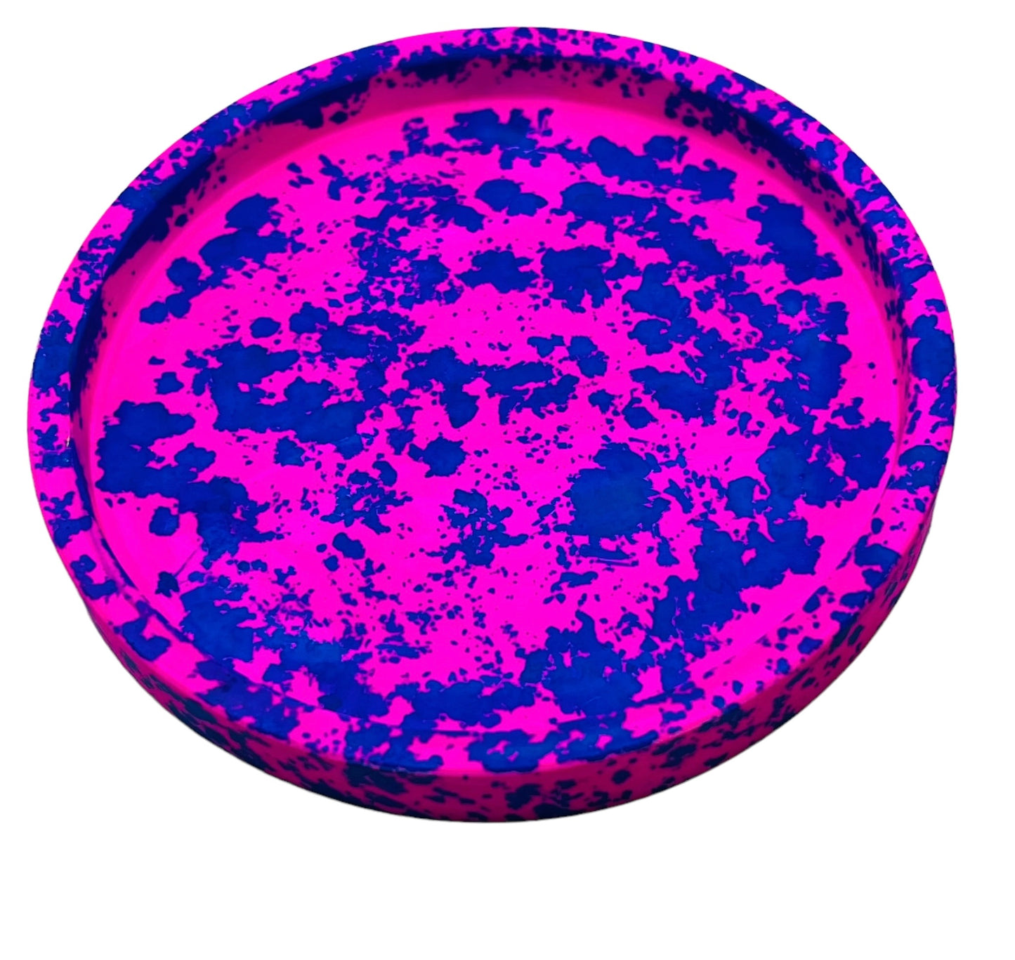 JenDore Handmade Hot Pink & Blue Splatter Chaos Circular Ceramic Vanity Tray