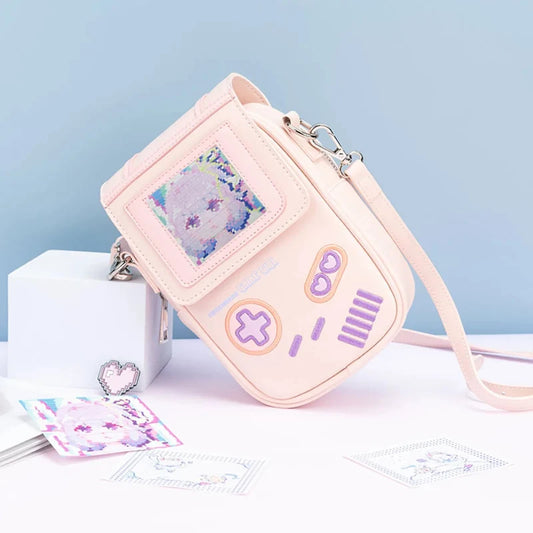 Kawaii Gamer Girl Crossbody Pouch Bag – Blue, Pink & Purple