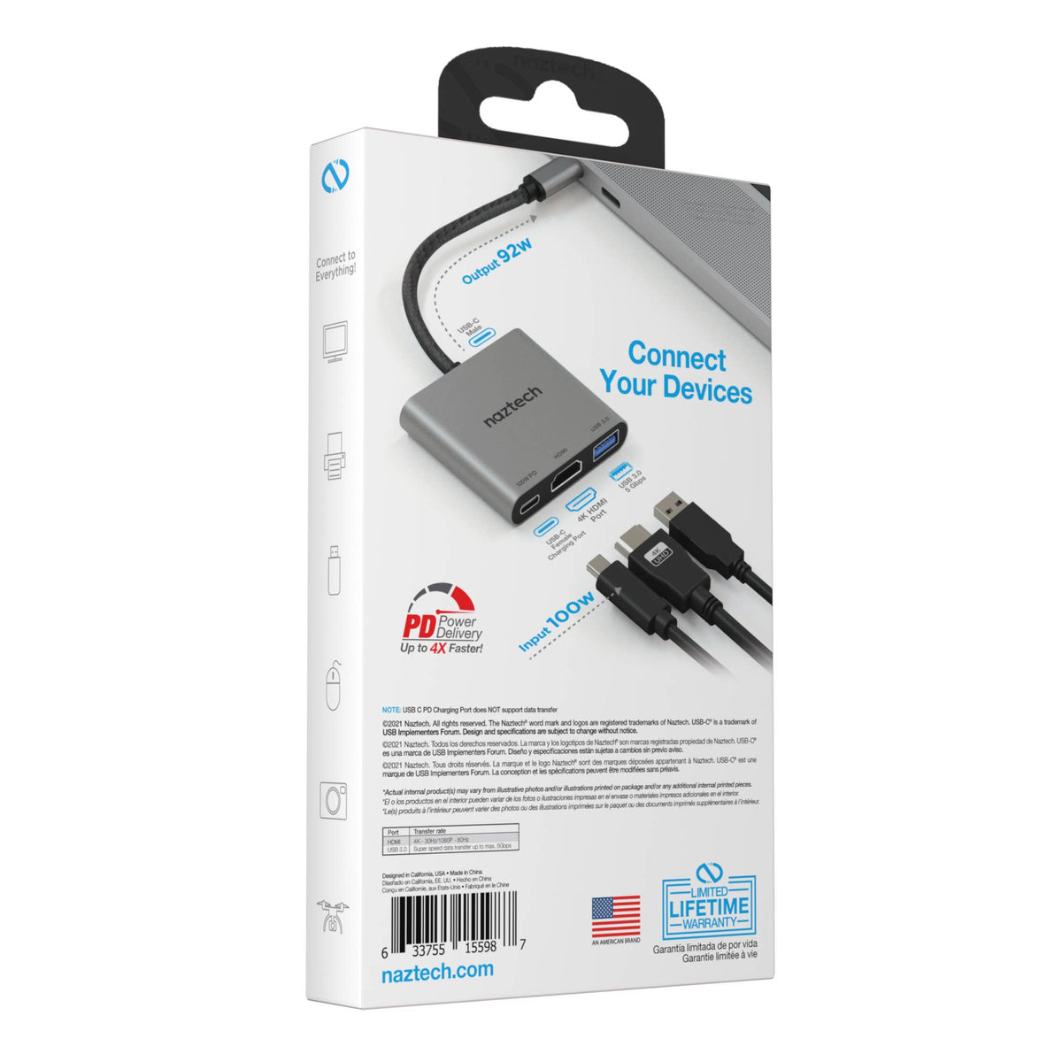 HyperGear MaxDrive 3 Universal USB-C Hub – 100W PD, 4K HDMI & USB 3.0 – Space Gray