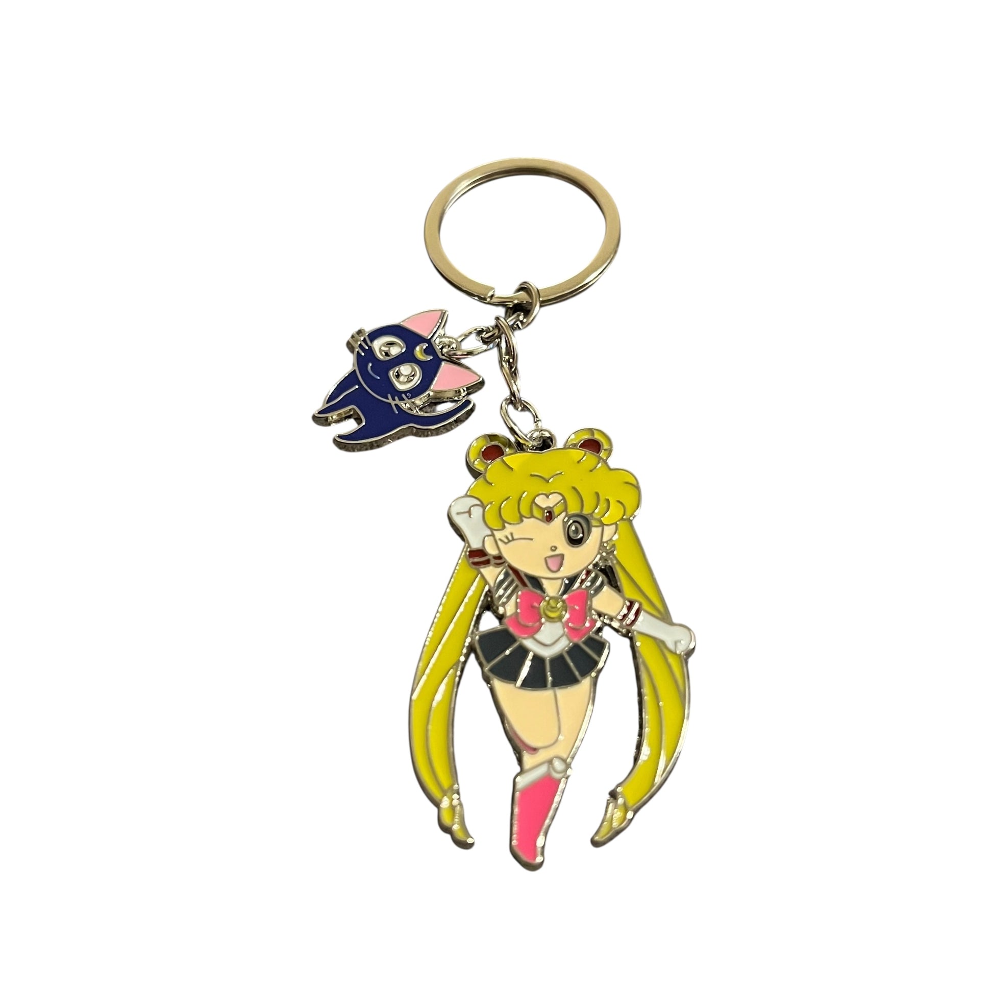 JenDore Anime Magical Girl Keychain with kawaii golden-haired character and colorful enamel design, made of zinc alloy