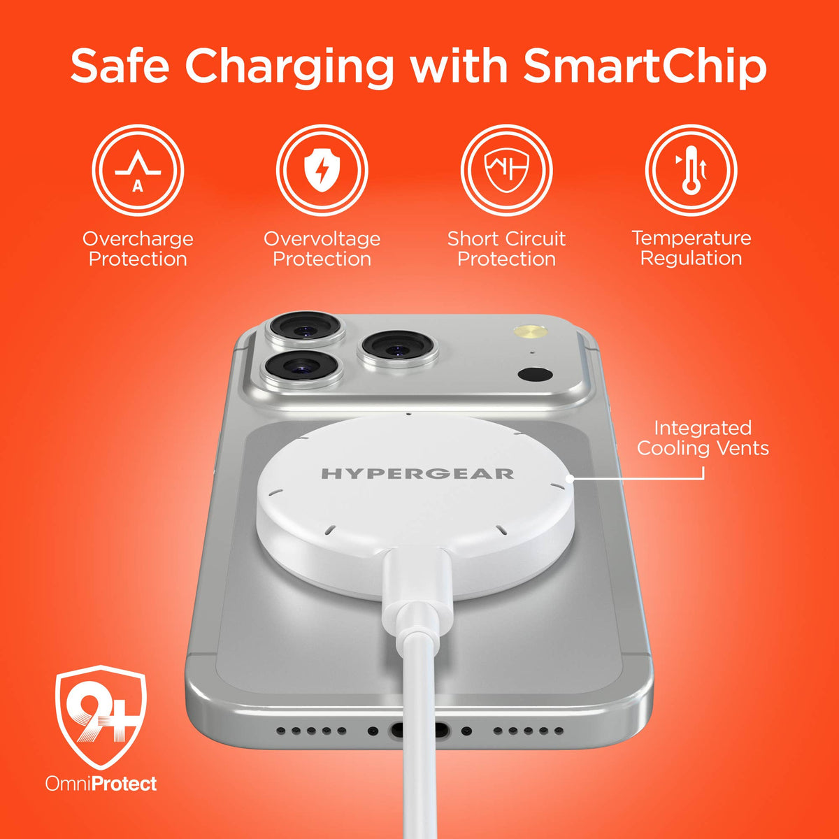 HyperGear MaxCharge 15W Qi2 Magnetic Wireless Fast Charger with 6ft USB-C Cable
