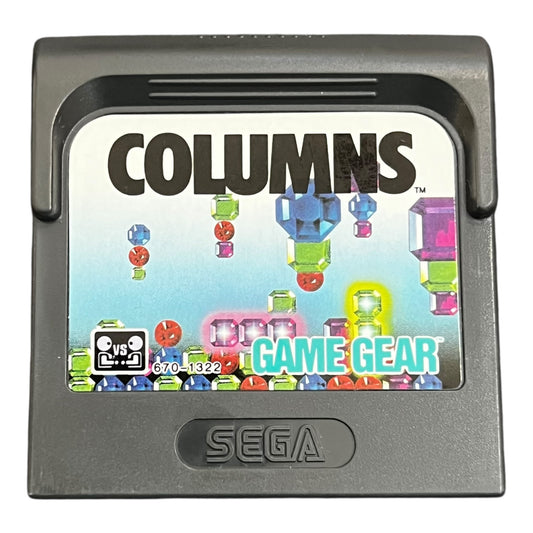Sega Game Gear game cartridge with 'Columns' title and colorful graphics on a white background