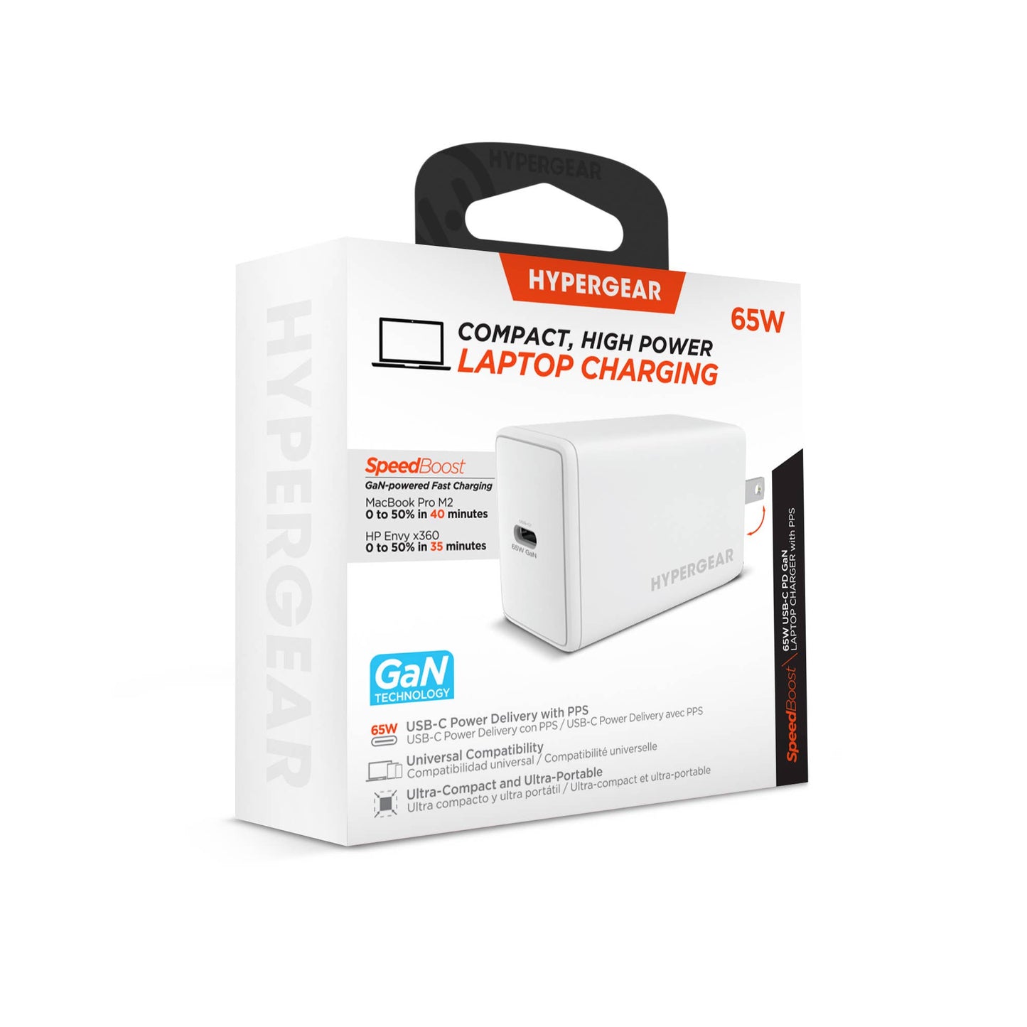 HyperGear SpeedBoost 65W USB-C PD GaN Laptop Wall Charger with PPS