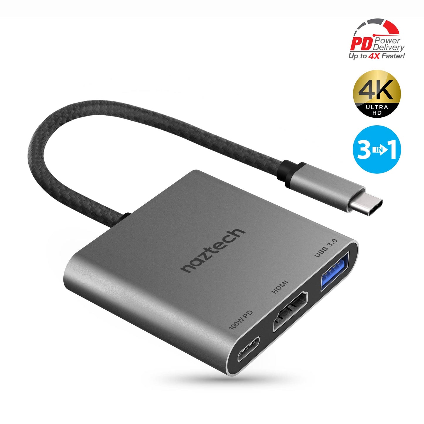 HyperGear MaxDrive 3 Universal USB-C Hub – 100W PD, 4K HDMI & USB 3.0 – Space Gray
