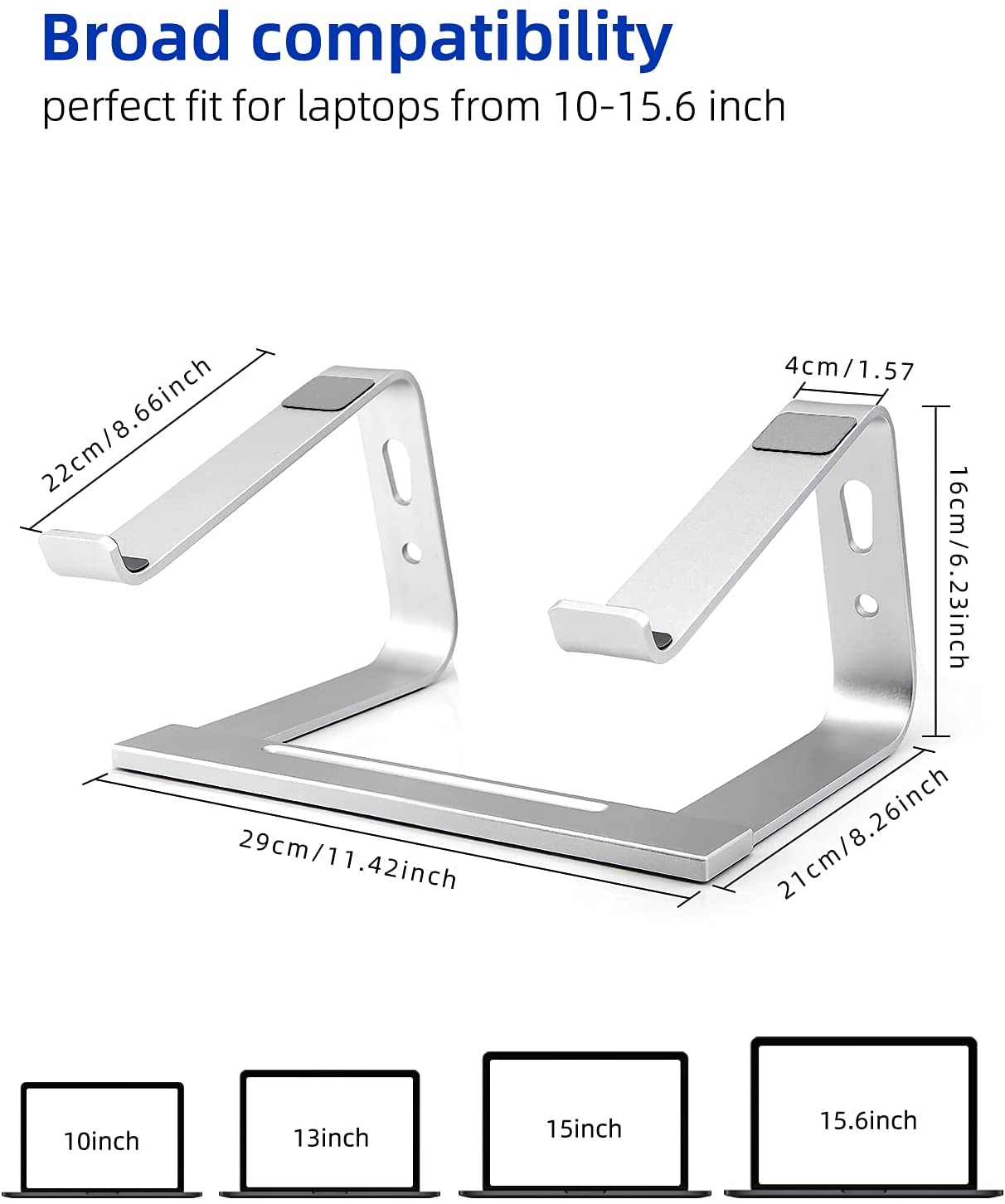 Laptop Stand, Computer Stand for Laptop, Aluminium Laptop Riser, Ergonomic Laptop Holder Compatible with MacBook Air Pro, Dell XPS, More 10-17 Inch Laptops Work from Home