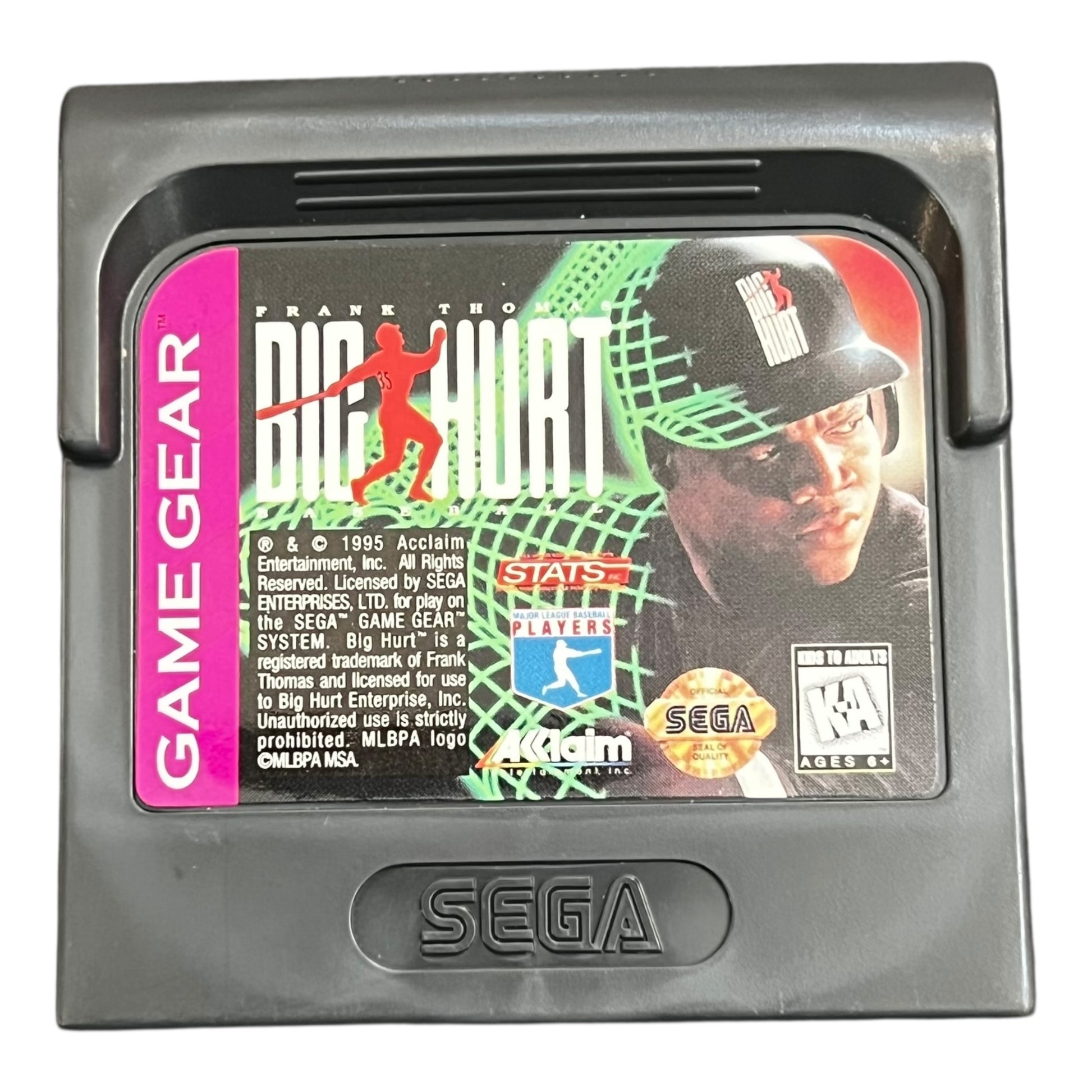 Sega Game Gear game cartridge with 'Big Hurt' cover art on a white background