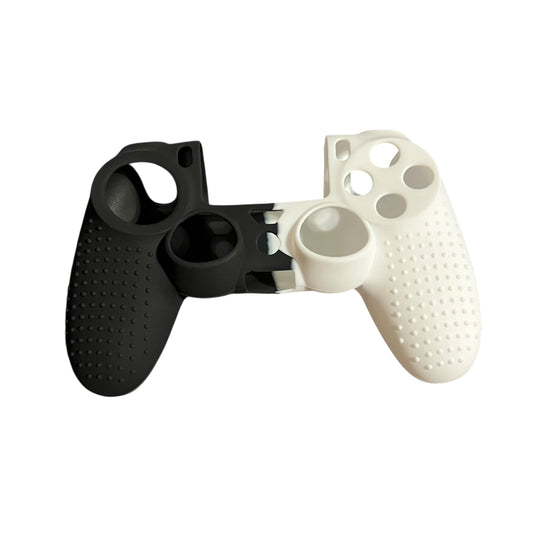 JenDore black white silicone cover compatible with PS4 Pro and Slim controller with grip texture