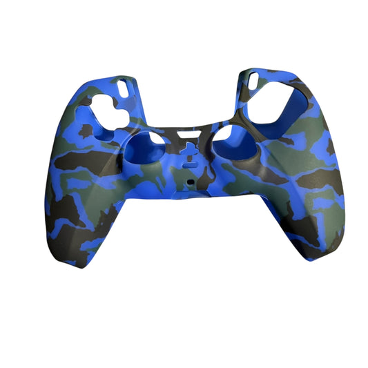 JenDore blue black camo silicone anti‑slip grip cover compatible with PS5 wireless controller