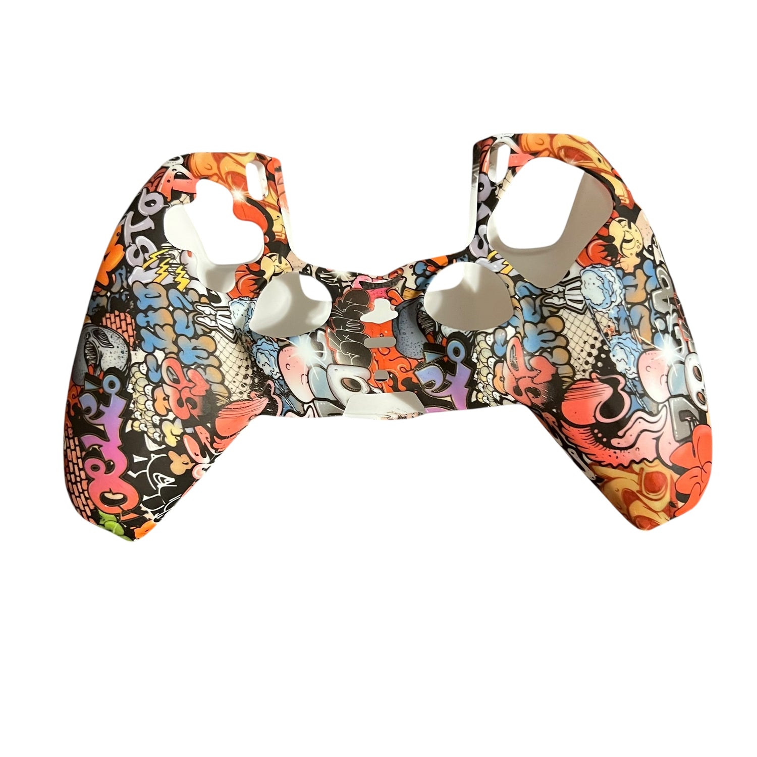 JenDore graffiti-style silicone anti‑slip grip cover compatible with PS5 wireless controller