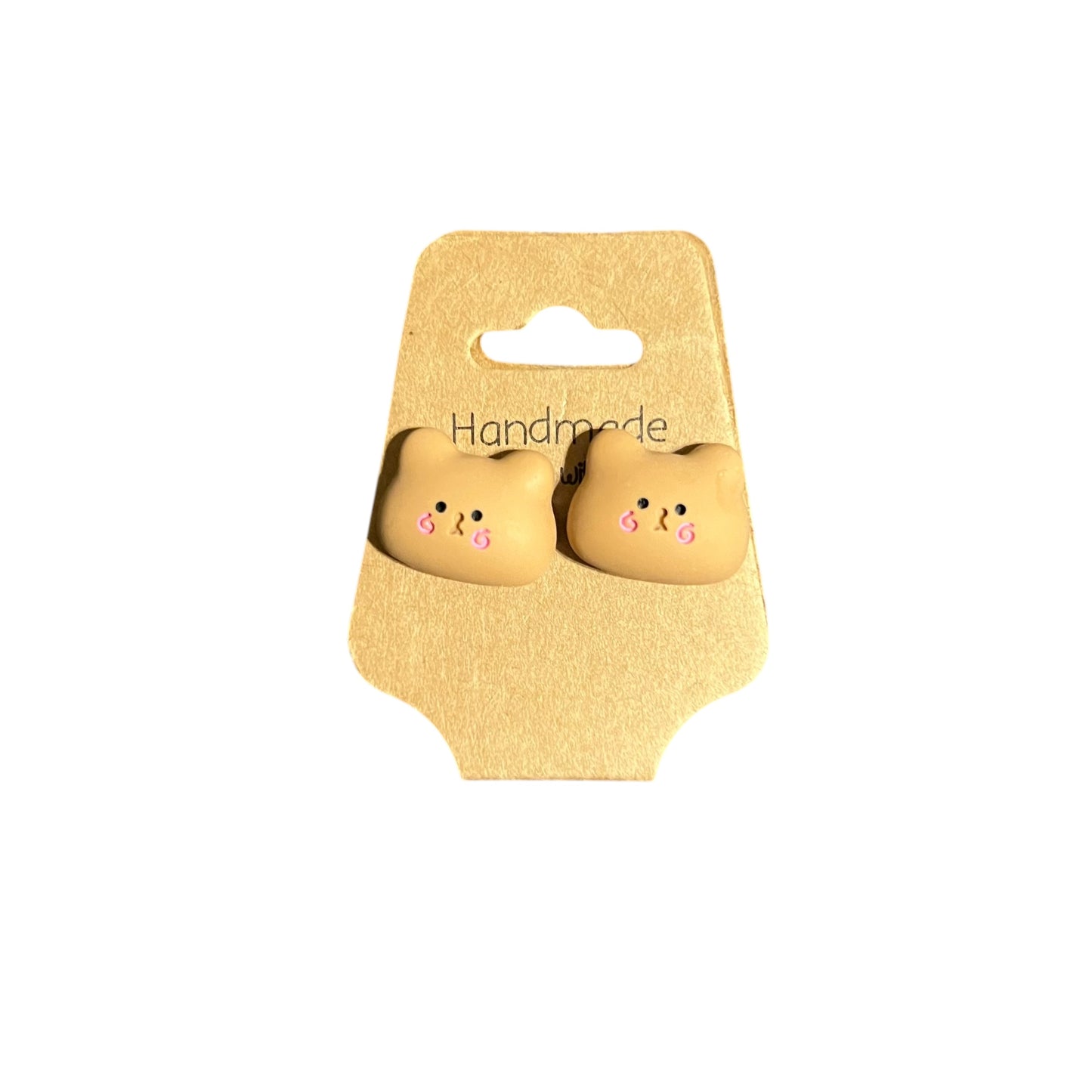 JenDore Handmade Cute Bear Face Stud Earrings
