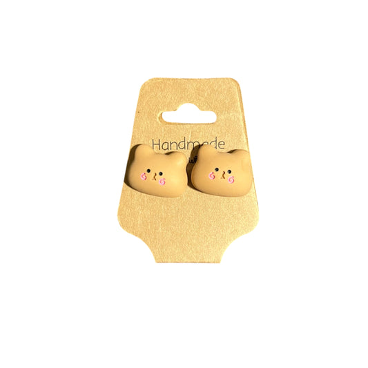 JenDore Handmade Cute Bear Face Stud Earrings