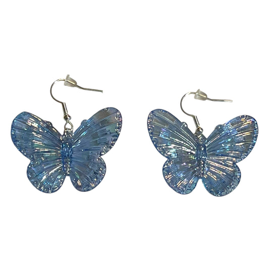 JenDore Light Blue Iridescent Butterfly Earrings