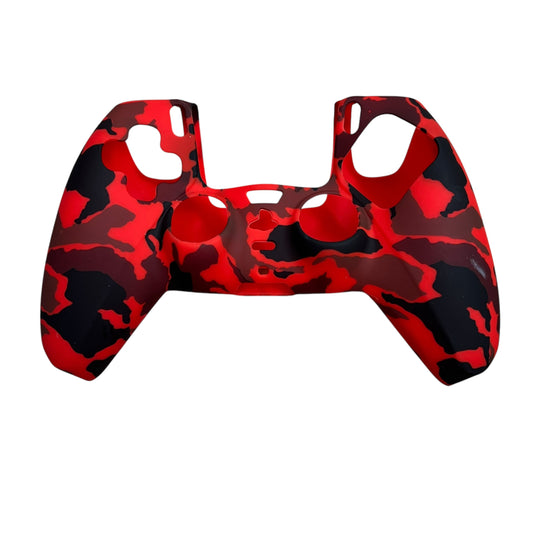JenDore red black camo silicone anti‑slip grip cover for PS5 wireless controller