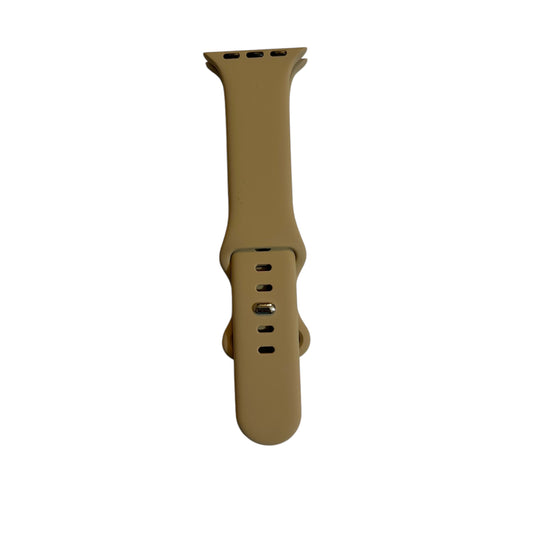 A beige soft silicone smartwatch band designed for compatibility with Apple Watch (38mm–42mm) in Series 10.