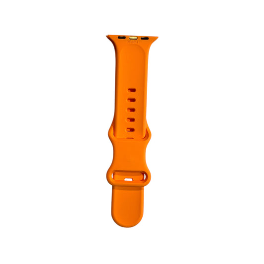 back of orange silicone watch band