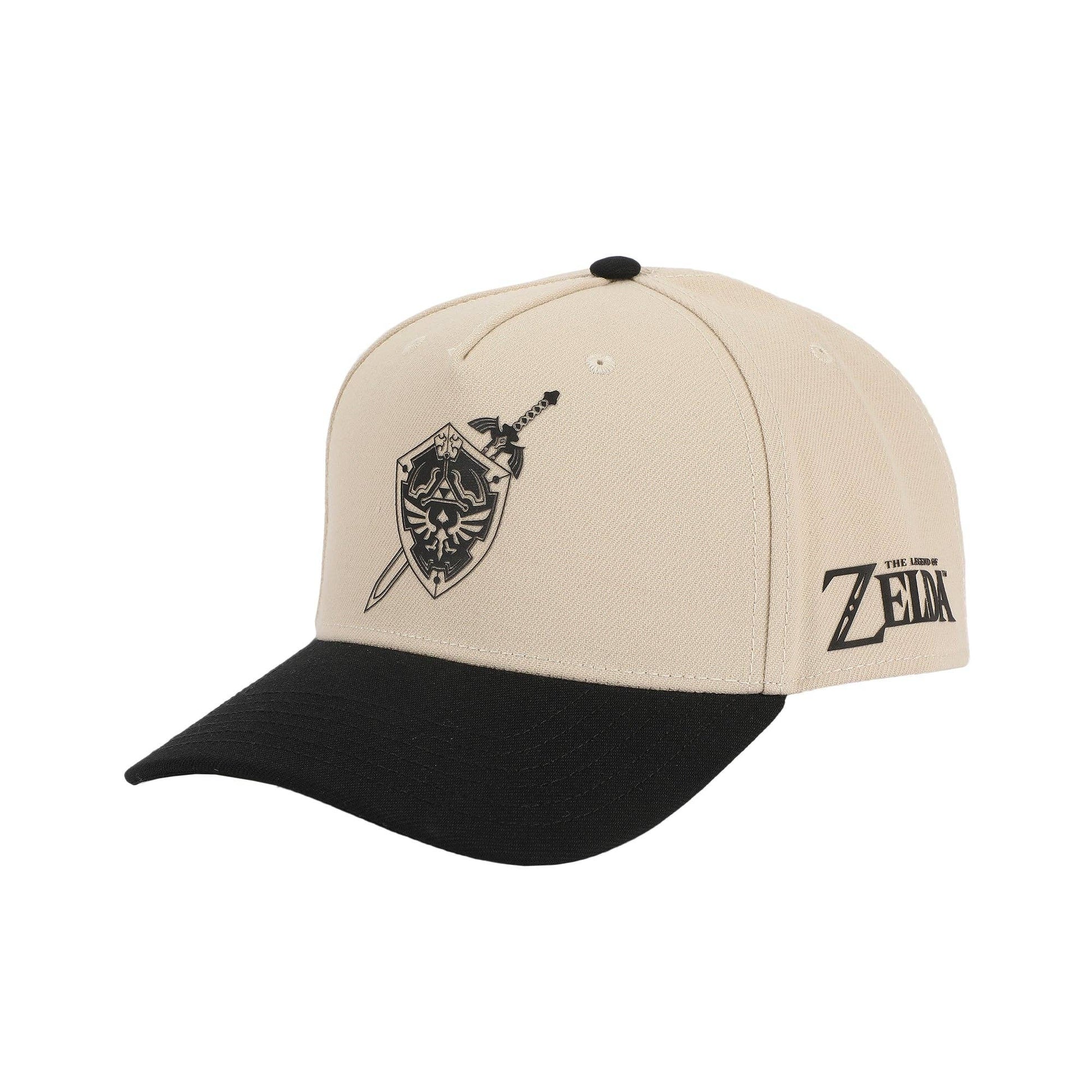 Beige and black cap with 'The Legend of Zelda' logo on a white background