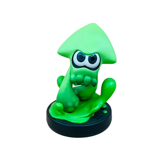Green cartoon-like squid figure on a white background