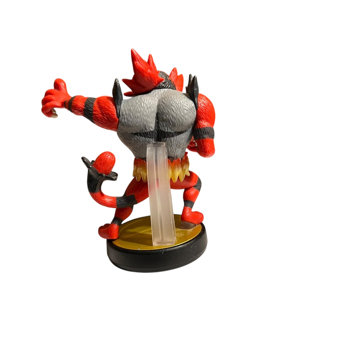 Preowned Incineroar Nintendo amiibo figure with working NFC, tested and photographed by JenDore.
