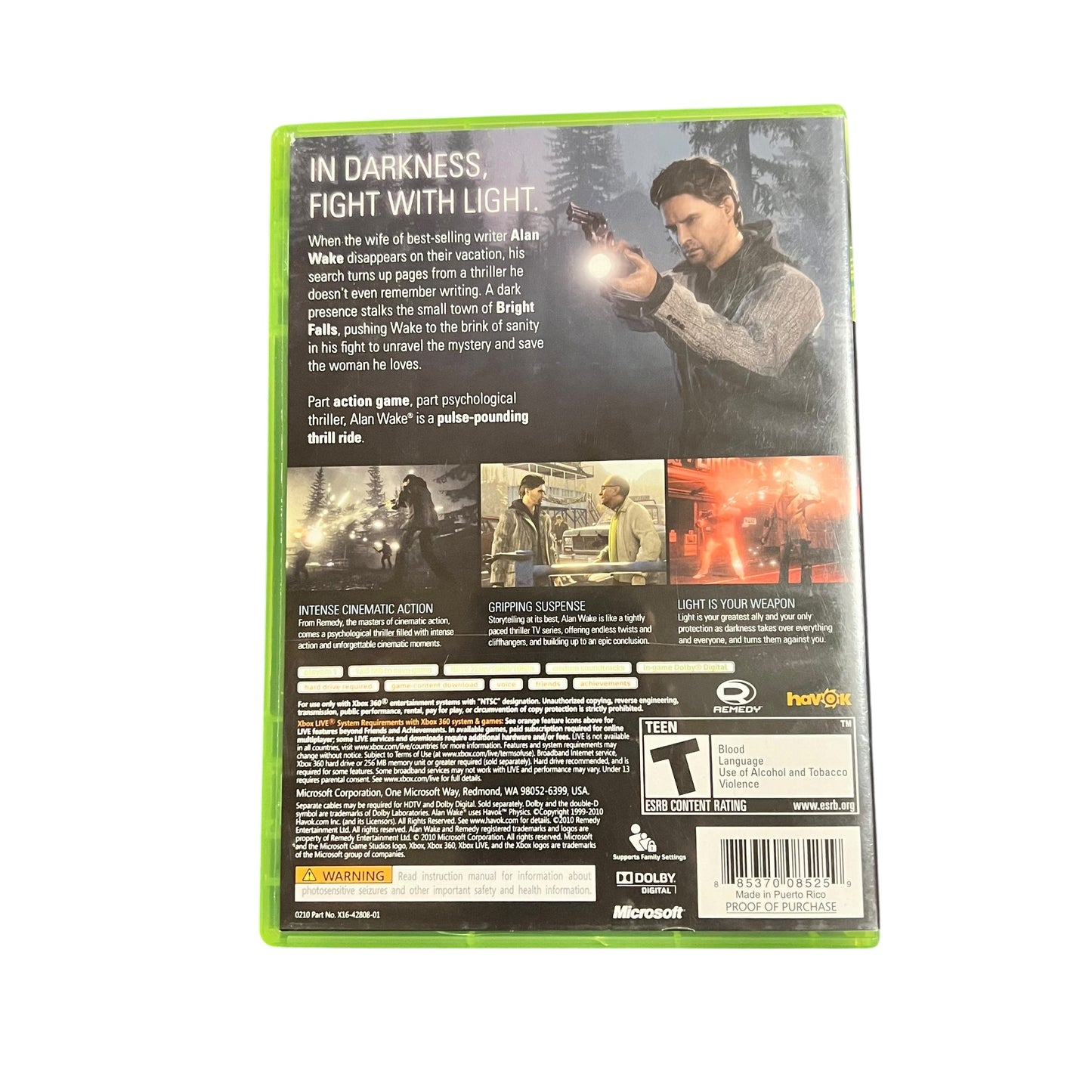 Game case with text and images on a white background