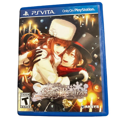 PlayStation Vita game case titled 'Code: Realize' on a dark surface