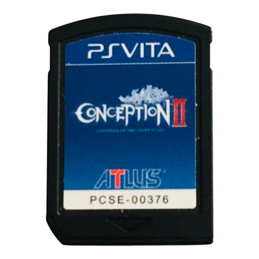 Used Conception II PlayStation PS Vita video game cartridge only, preowned and authentic at JenDore