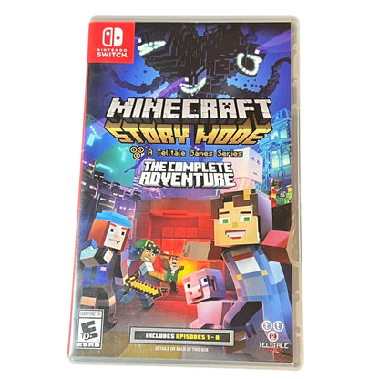 Used Minecraft Story Mode: The Complete Adventure Nintendo Switch game with original case, preowned and tested, available from JenDore in Norfolk, VA.