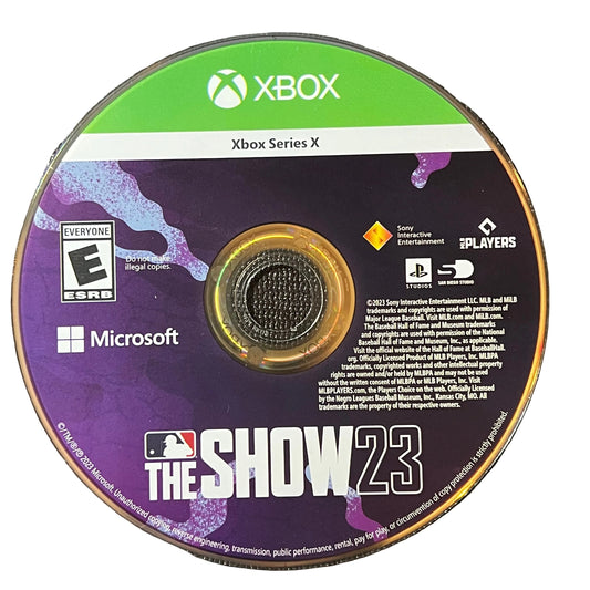 Game disc for 'The Show 23' on Xbox Series X with Xbox and Microsoft logos.