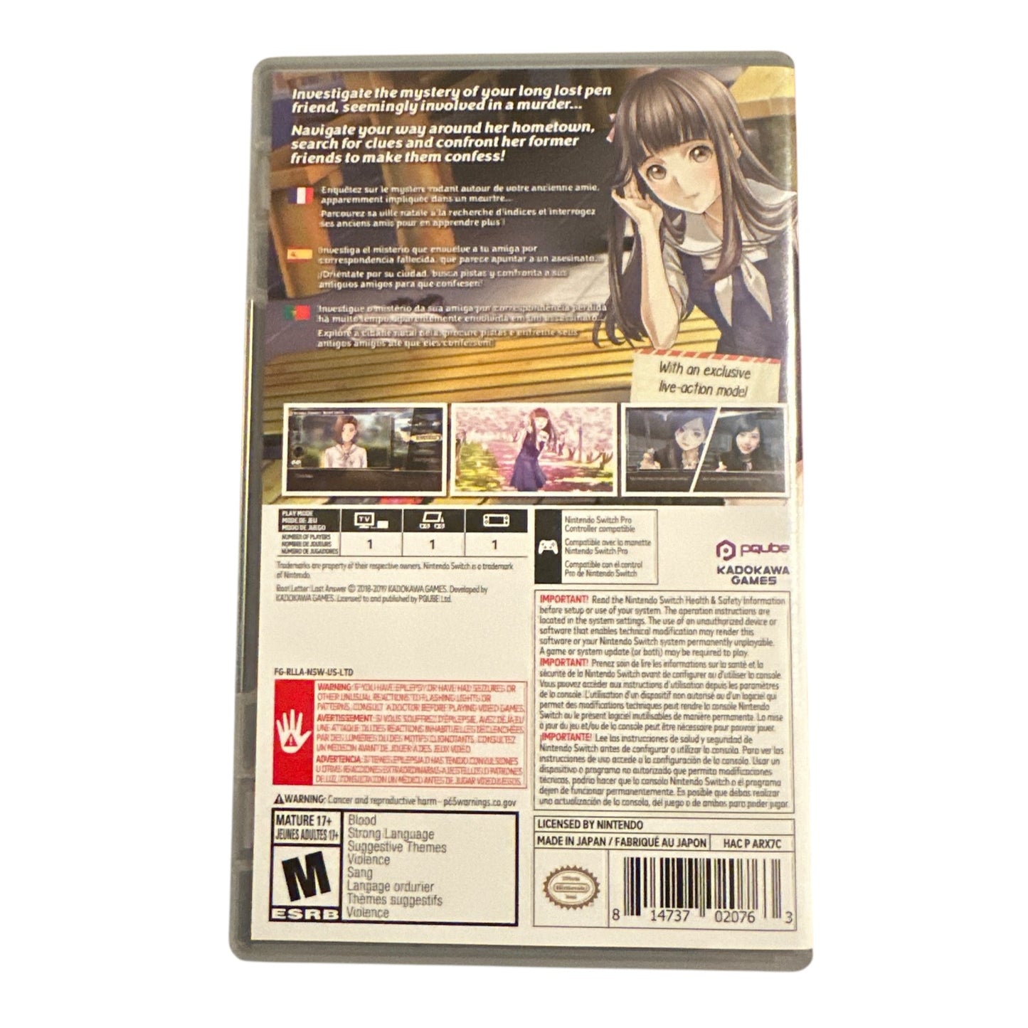 Used Root Letter Nintendo Switch game with original case, preowned and tested, available from JenDore in Norfolk, VA.