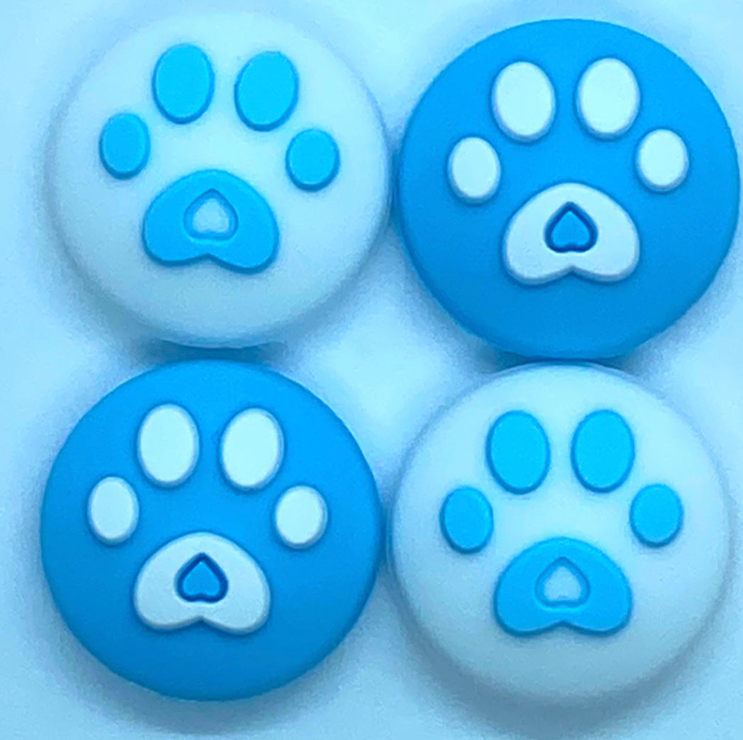 JenDore Blue White  4Pcs Paw Silicone Thumb Grip Caps for Nintendo Switch