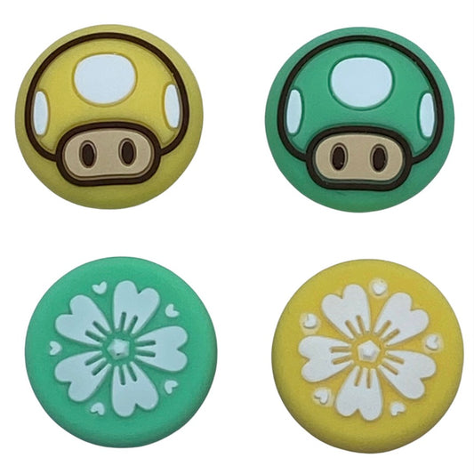 JenDore Verde Amarillo Hongo Sakura Flores 4 Piezas Tapas de Silicona para Agarre del Pulgar para Nintendo Switch/NS Lite