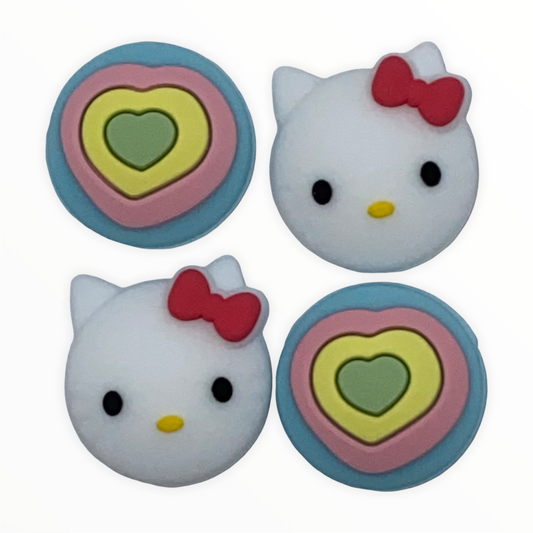 JenDore Hello Kitty Hearts Anime 4Pcs Capuchons de Poignée en Silicone pour Nintendo Switch &amp; NS Lite