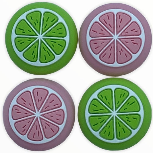 JenDore Pink &amp; Green Fruit 4 tapas de silicona para agarre de pulgar para Nintendo Switch
