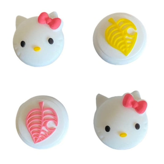 Jendore Hello Kitty Rose Feuille Jaune 4Pcs Capuchons de Poignée en Silicone pour Nintendo Switch