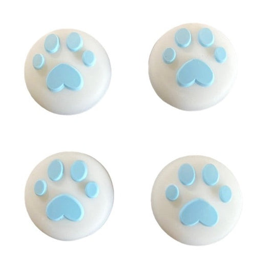 JenDore Blue White 4Pcs Paws Silicone Thumb Grip Caps for Nintendo Switch