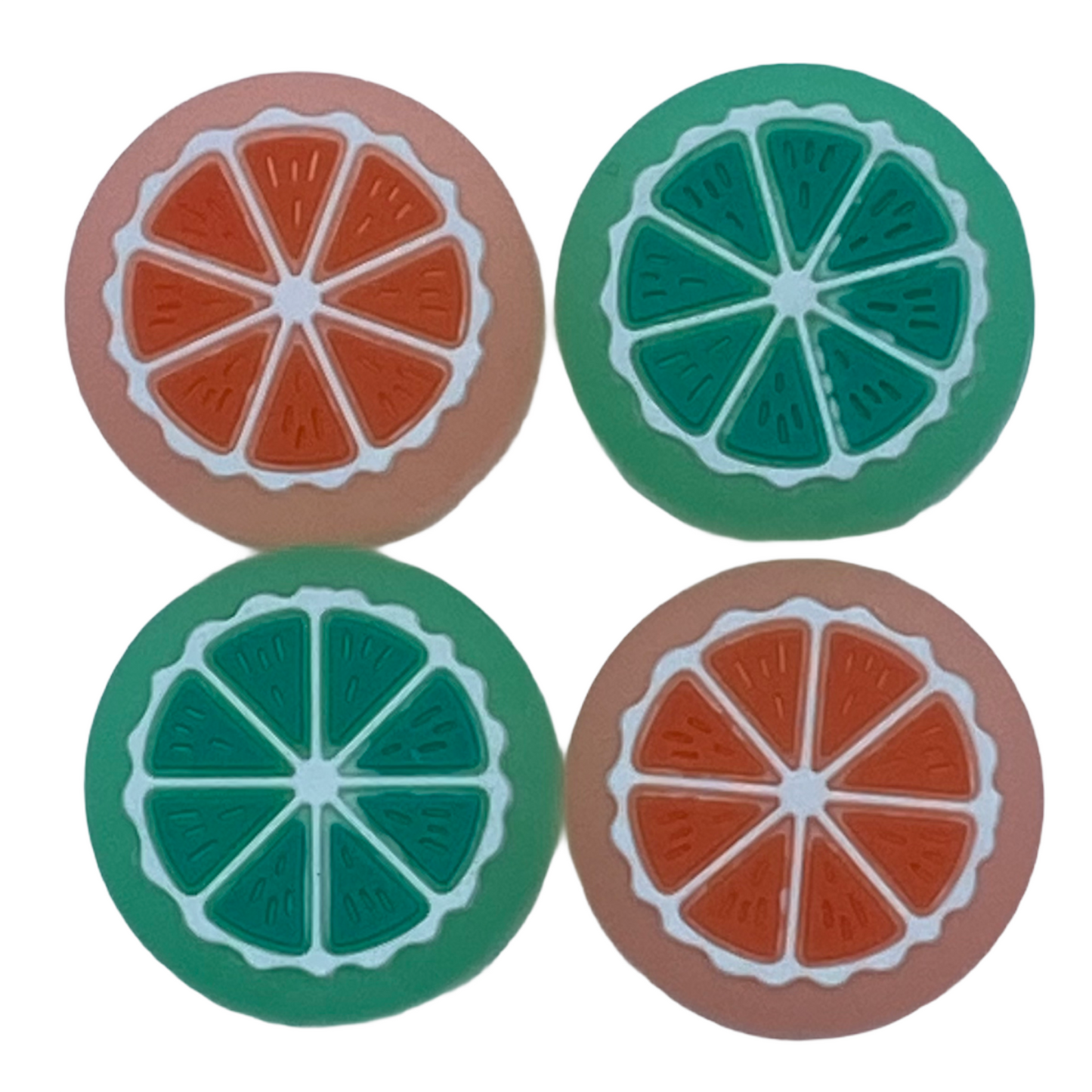 JenDore Jelly Orange & Green Fruit 4Pcs Silicone Thumb Grip Caps for Nintendo Switch