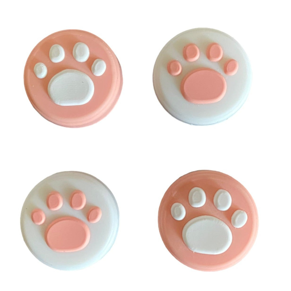 JenDore Pink White  4Pcs Paw Silicone Thumb Grip Caps for Nintendo Switch