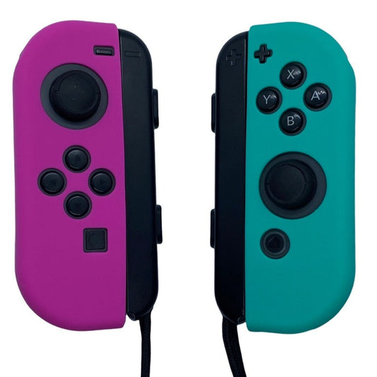 JenDore Teal & Fucshia Pink Silicone Nintendo Switch Joy-con Protective Shell Covers
