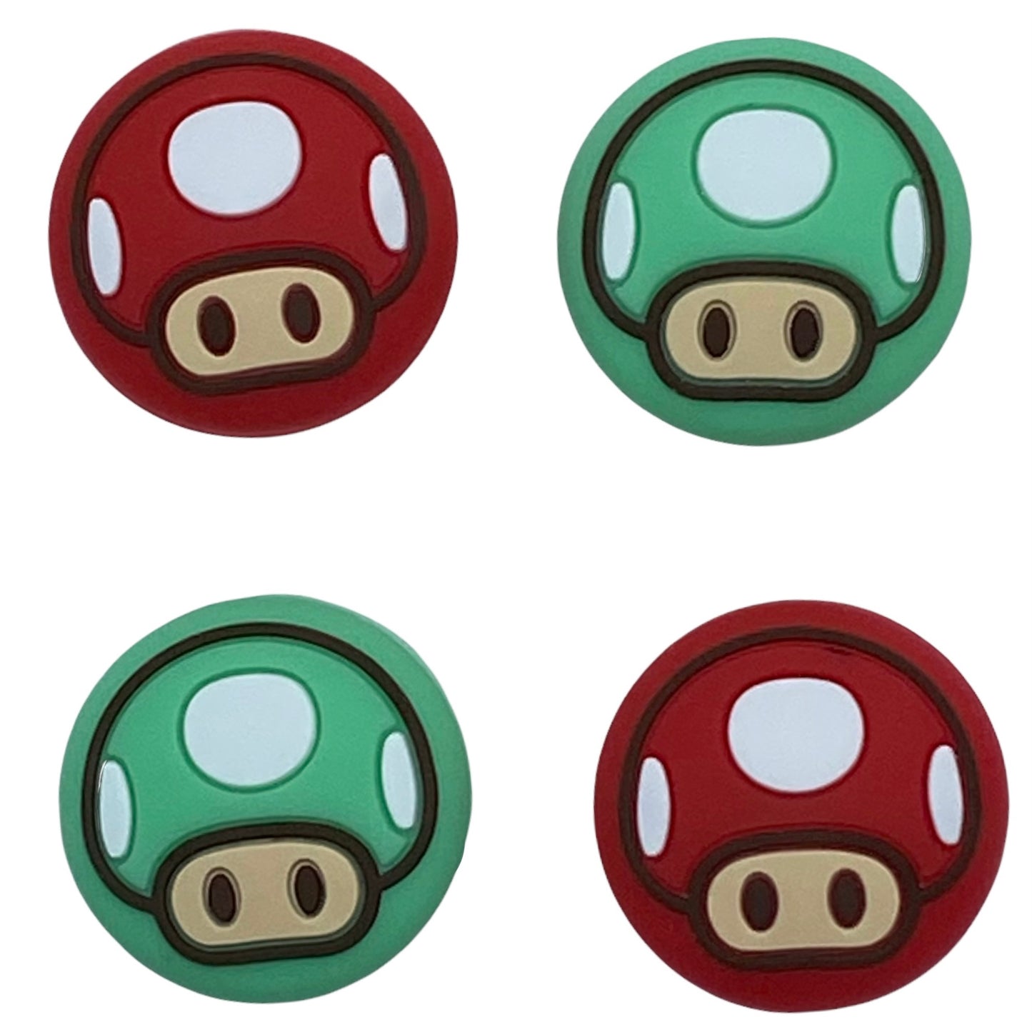 JenDore Green Red 4Pcs Mushroom Silicone Thumb Grip Caps for Nintendo Switch